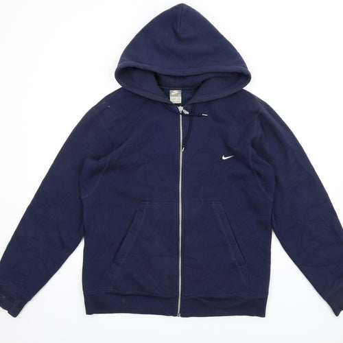 Nike Mens Blue Cotton Full Zip Hoodie Size L