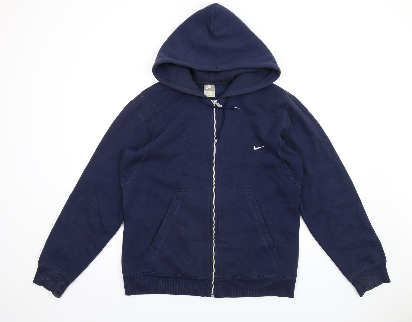 Nike Mens Blue Cotton Full Zip Hoodie Size L