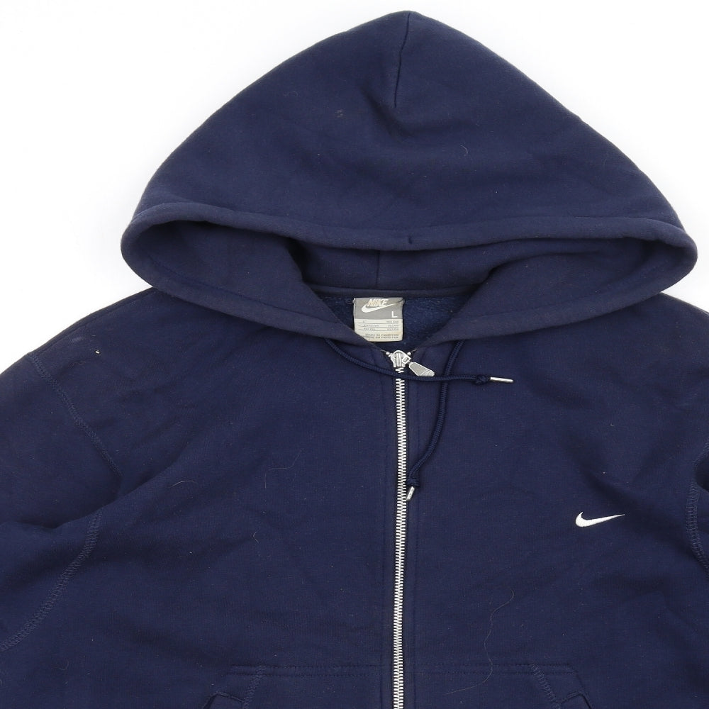 Nike Mens Blue Cotton Full Zip Hoodie Size L
