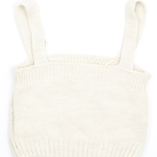 River Island Womens Ivory Acrylic Basic Tank Size XS Square Neck