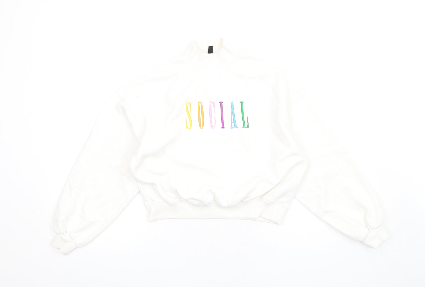 H&M Womens White Cotton Pullover Sweatshirt Size XS Pullover