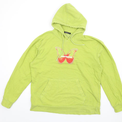 Boohoo Womens Green Cotton Pullover Hoodie Size M Pullover - Butterfly