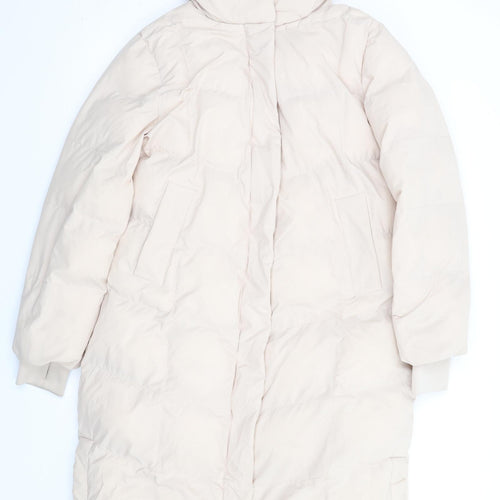 Marks and Spencer Womens Beige Puffer Jacket Coat Size 10 Zip