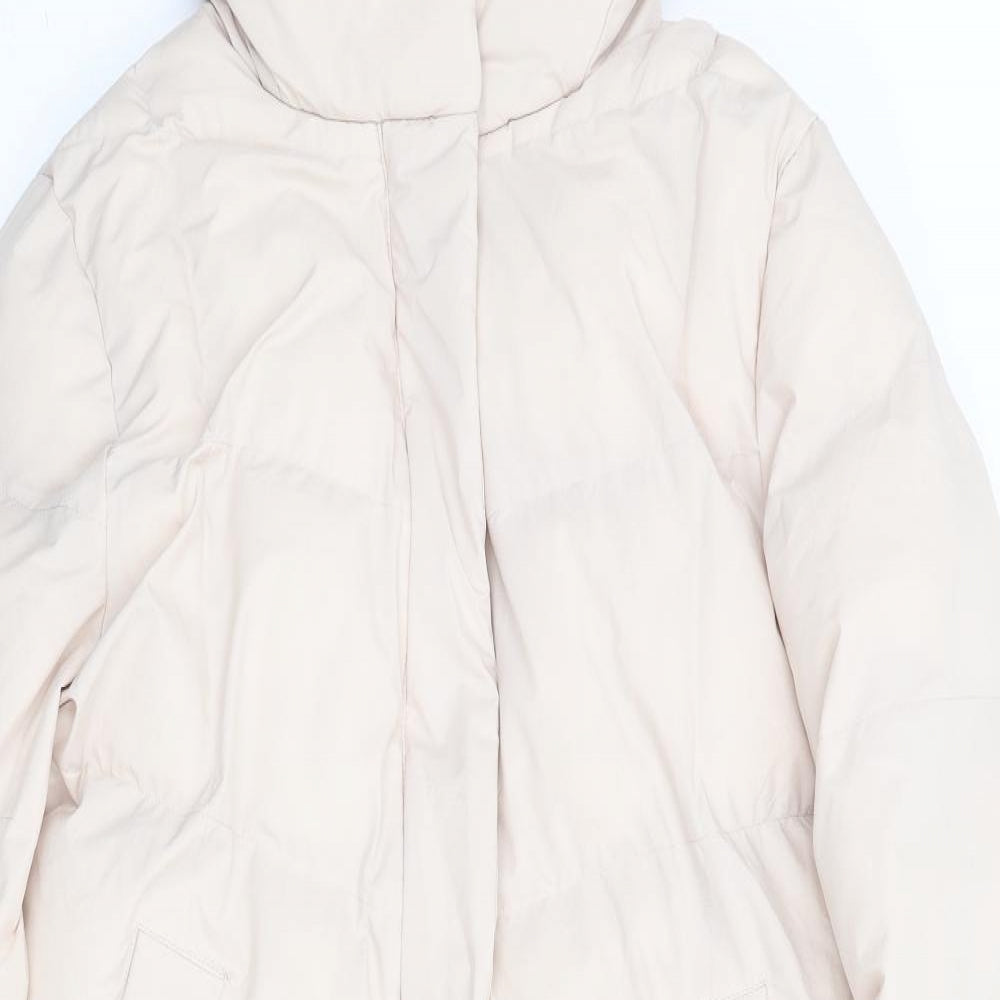 Marks and Spencer Womens Beige Puffer Jacket Coat Size 10 Zip