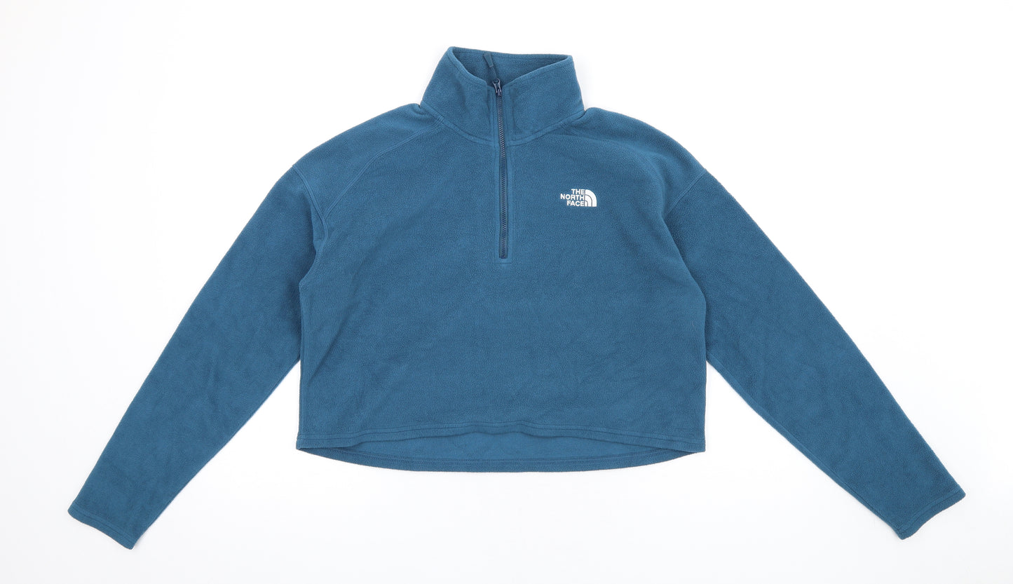 The North Face Womens Blue Polyester Pullover Sweatshirt Size L Zip