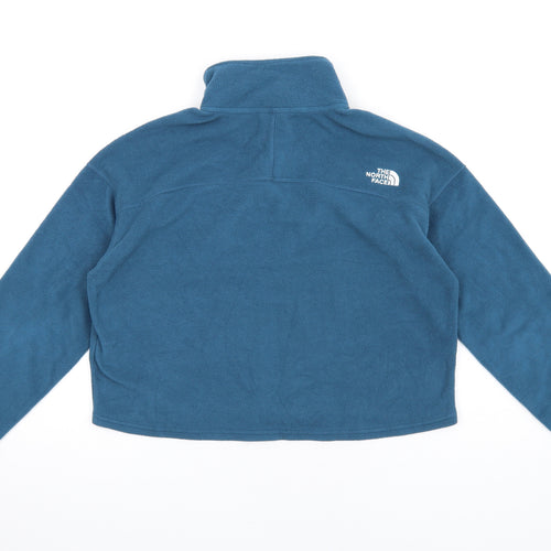 The North Face Womens Blue Polyester Pullover Sweatshirt Size L Zip