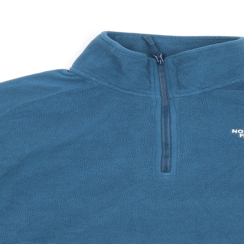 The North Face Womens Blue Polyester Pullover Sweatshirt Size L Zip