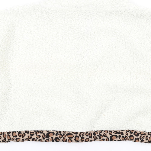 FOREVER 21 Womens Ivory Polyester Pullover Sweatshirt Size M Zip - Leopard Print Trim