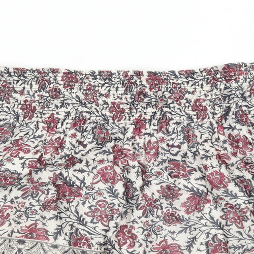 Zara Womens Multicoloured Geometric Cotton Skater Skirt Size M - Elasticated Waist Lined