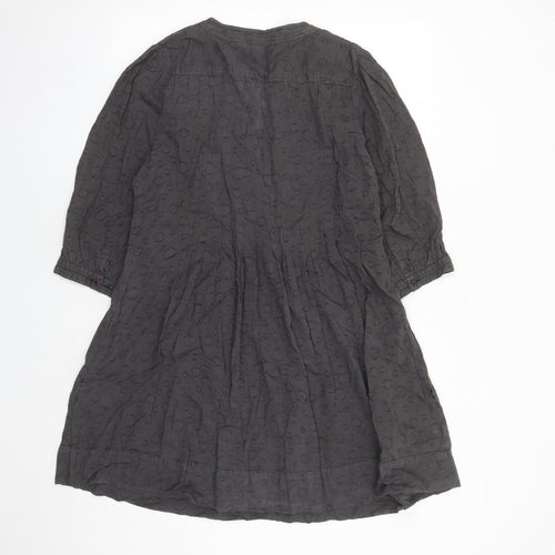 Laura Ashley Womens Grey Polka Dot 100% Cotton Tunic Blouse Size 16 V-Neck - Pockets