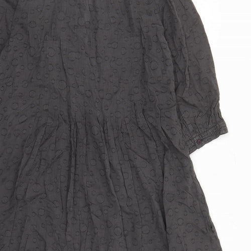 Laura Ashley Womens Grey Polka Dot 100% Cotton Tunic Blouse Size 16 V-Neck - Pockets