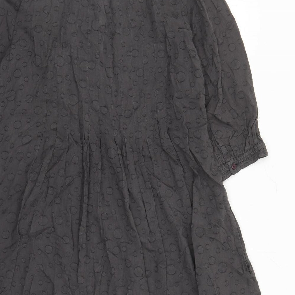 Laura Ashley Womens Grey Polka Dot 100% Cotton Tunic Blouse Size 16 V-Neck - Pockets