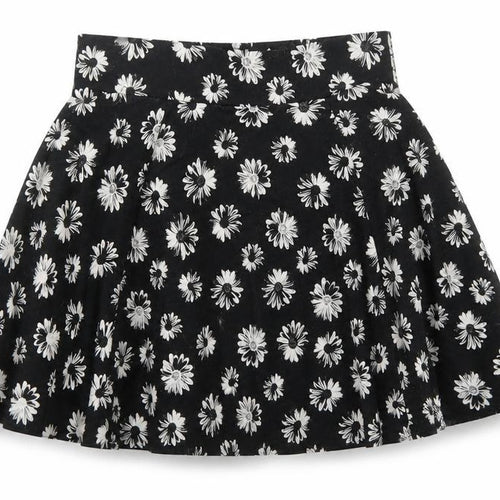 Divided by H&M Womens Black Floral Viscose Skater Skirt Size XS Zip