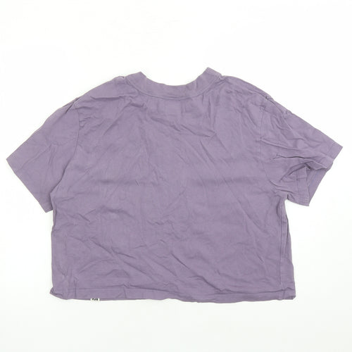 Lucy & Yak Womens Purple 100% Cotton Cropped T-Shirt Size XL Crew Neck