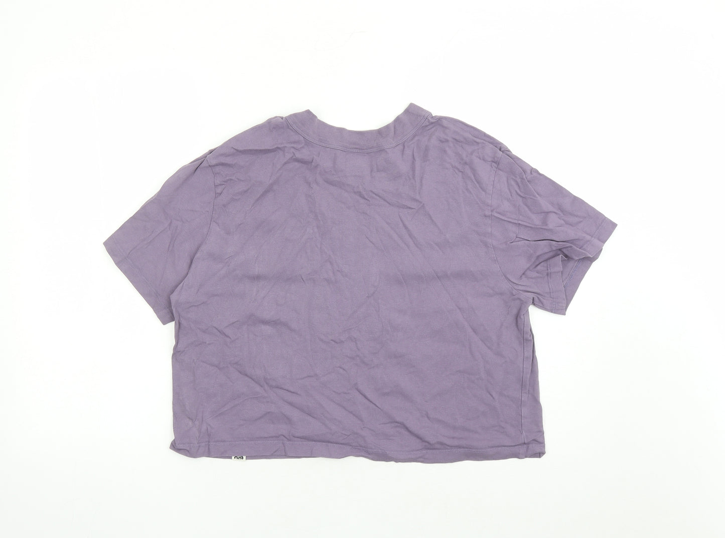Lucy & Yak Womens Purple 100% Cotton Cropped T-Shirt Size XL Crew Neck