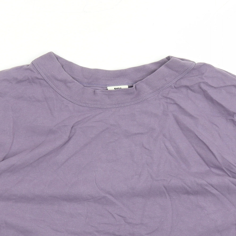 Lucy & Yak Womens Purple 100% Cotton Cropped T-Shirt Size XL Crew Neck