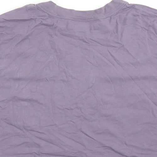 Lucy & Yak Womens Purple 100% Cotton Cropped T-Shirt Size XL Crew Neck