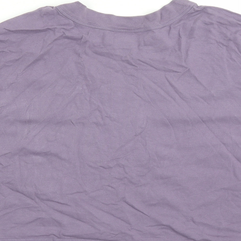 Lucy & Yak Womens Purple 100% Cotton Cropped T-Shirt Size XL Crew Neck