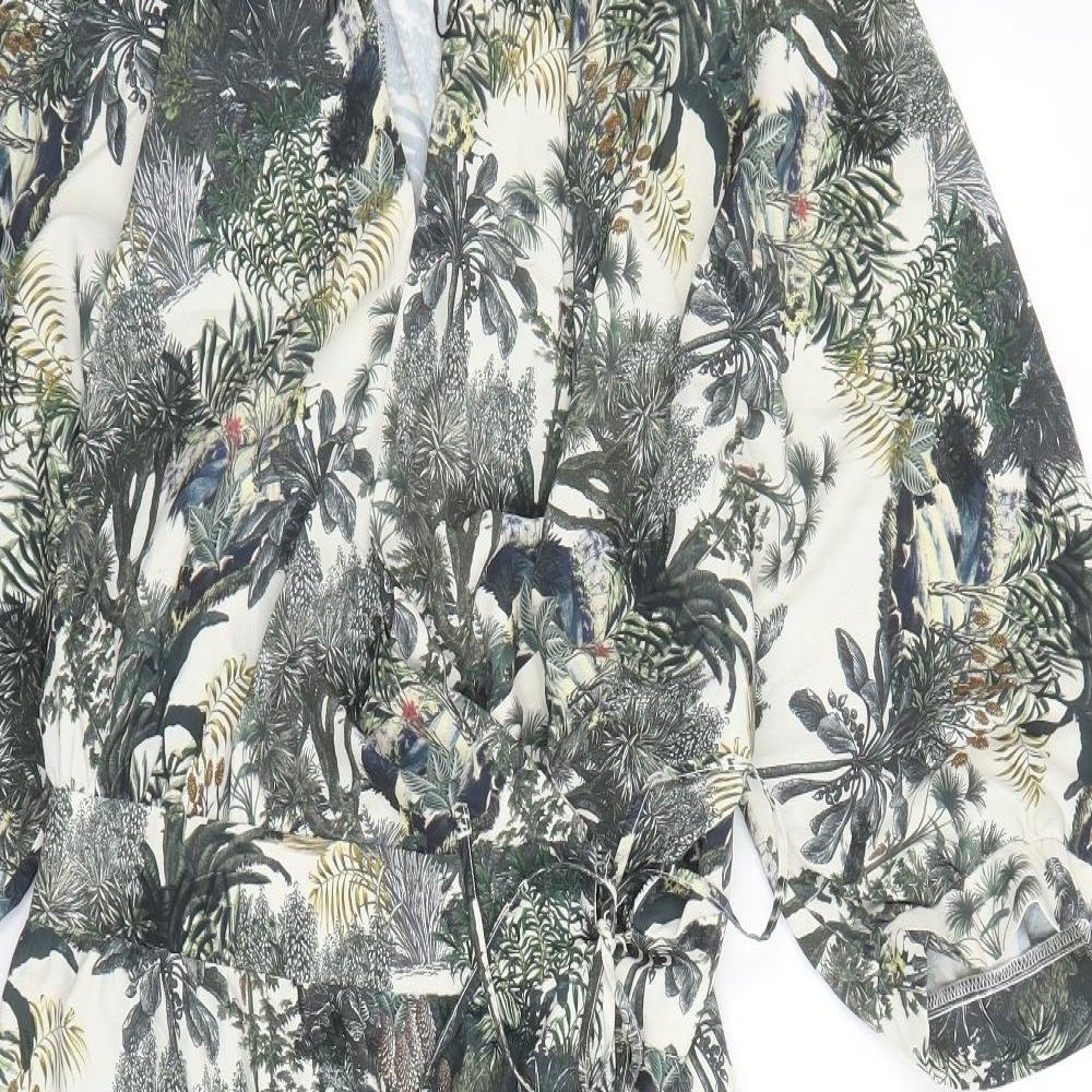 NEXT Womens Green Geometric Polyester Wrap Dress Size 22 V-Neck Tie