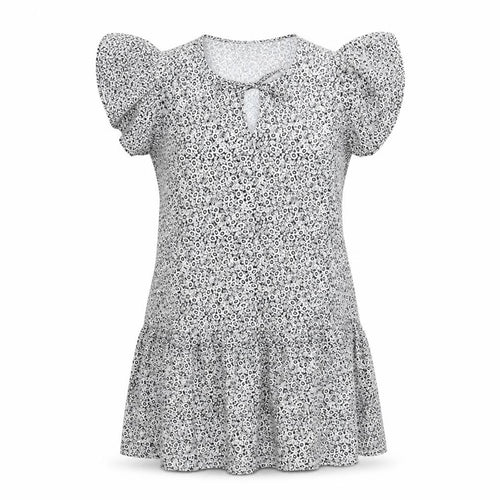 Marks and Spencer Womens Blue Floral Viscose A-Line Size 20 Round Neck Pullover - Keyhole Neckline