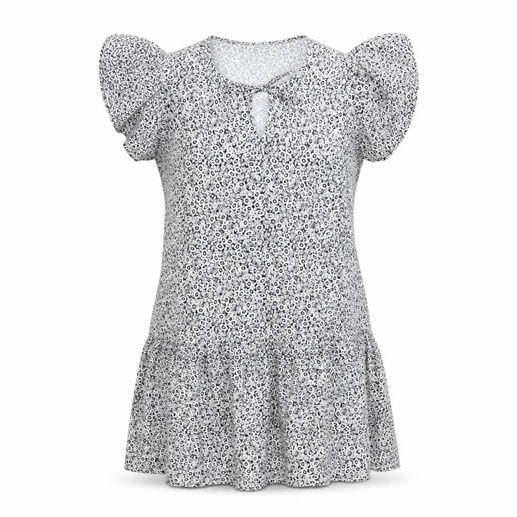 Marks and Spencer Womens Blue Floral Viscose A-Line Size 20 Round Neck Pullover - Keyhole Neckline