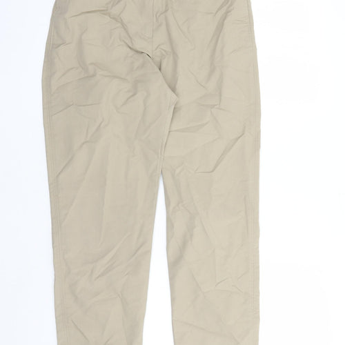 Marks and Spencer Womens Beige Cotton Chino Trousers Size 8 L27 in Regular Zip - Pockets