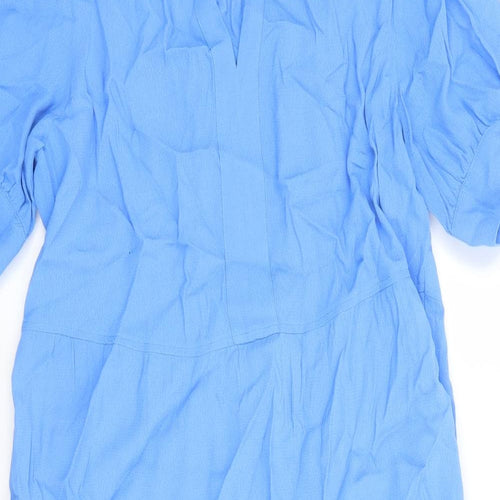 Marks and Spencer Womens Blue Viscose Trapeze & Swing Size 10 V-Neck Pullover