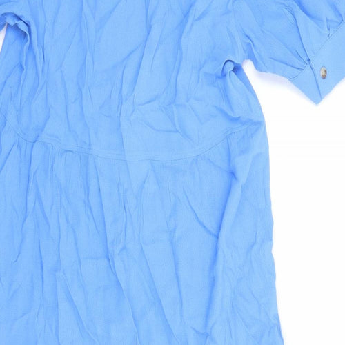 Marks and Spencer Womens Blue Viscose Trapeze & Swing Size 10 V-Neck Pullover