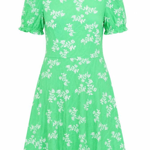 Marks and Spencer Womens Green Floral Viscose Fit & Flare Size 10 Round Neck Pullover