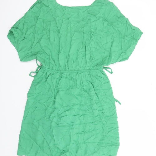 Marks and Spencer Womens Green Viscose A-Line Size 14 V-Neck Pullover
