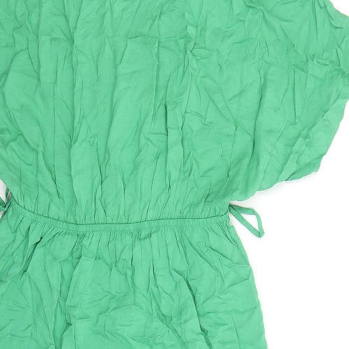 Marks and Spencer Womens Green Viscose A-Line Size 14 V-Neck Pullover