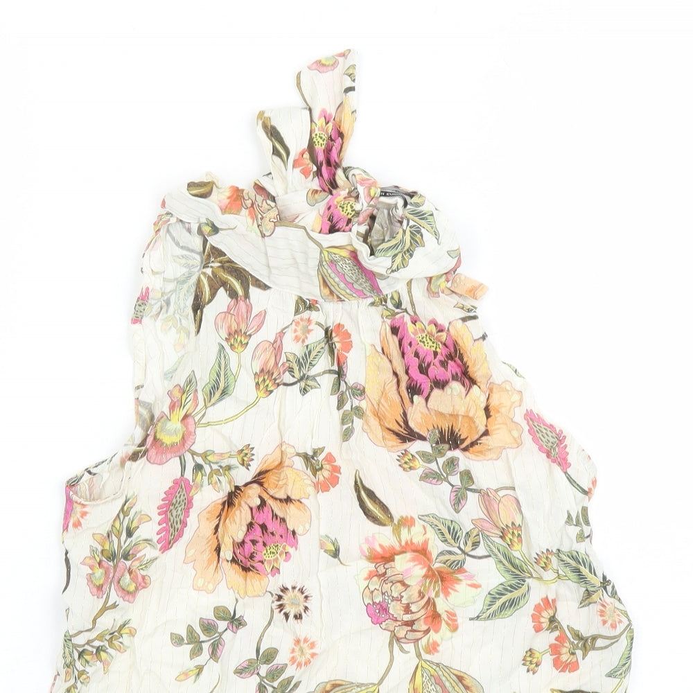 RESERVED Womens Multicoloured Floral Viscose Basic Blouse Size 6 Halter