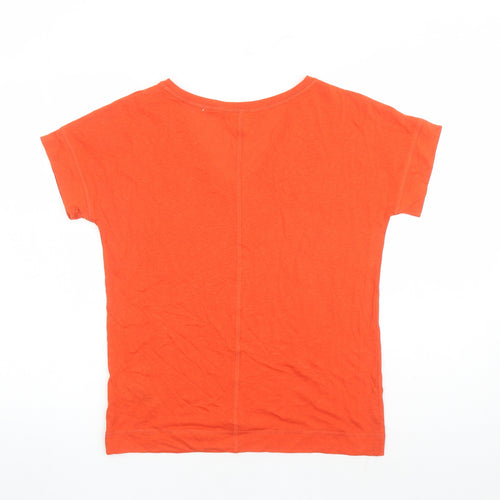 Marks and Spencer Womens Orange Flax Basic T-Shirt Size 6 V-Neck