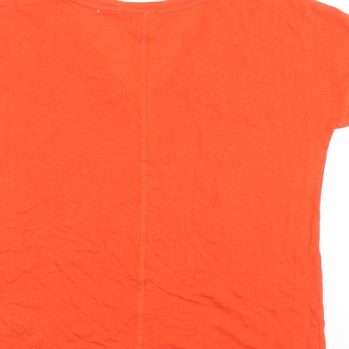 Marks and Spencer Womens Orange Flax Basic T-Shirt Size 6 V-Neck