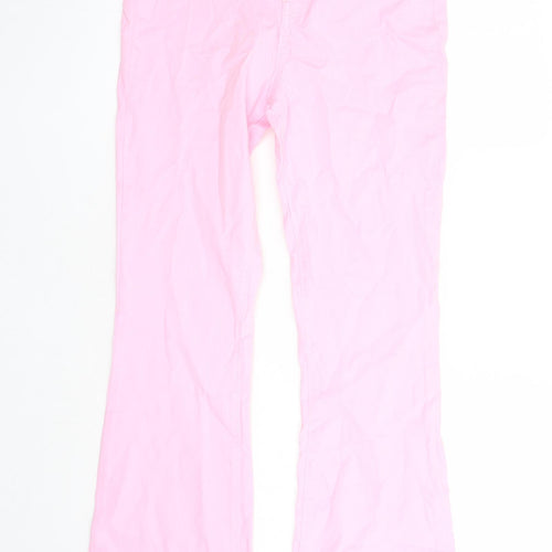 I SAW IT FIRST Womens Pink Cotton Flared Jeans Size 10 L32 in Regular Zip - Pockets