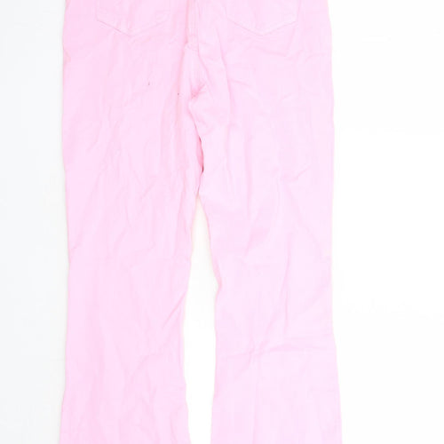 I SAW IT FIRST Womens Pink Cotton Flared Jeans Size 10 L32 in Regular Zip - Pockets