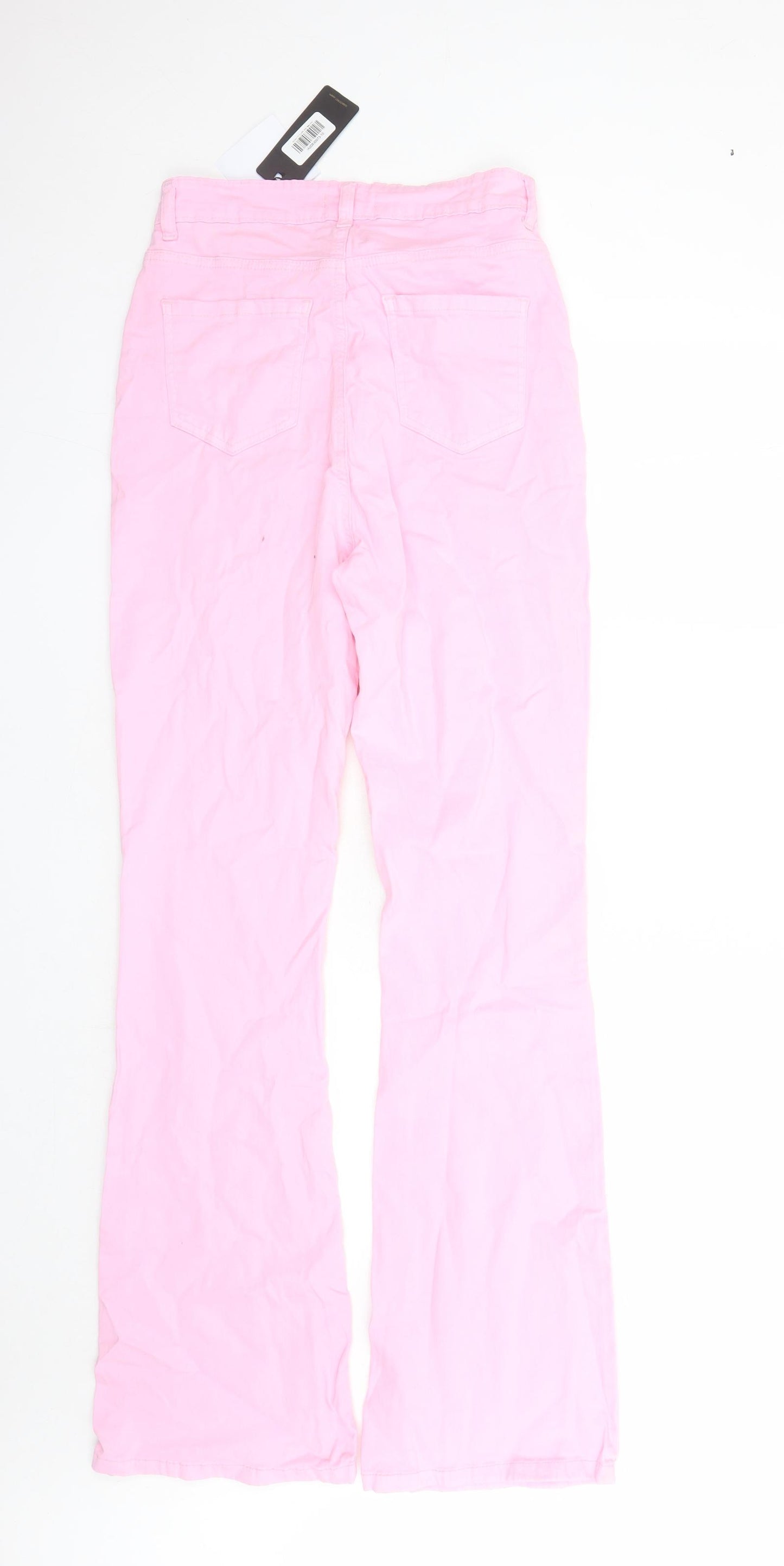 I SAW IT FIRST Womens Pink Cotton Flared Jeans Size 10 L32 in Regular Zip - Pockets