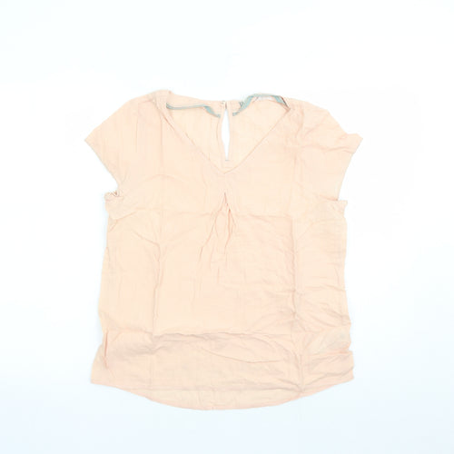 White Stuff Womens Pink 100% Cotton Basic Blouse Size 8 V-Neck
