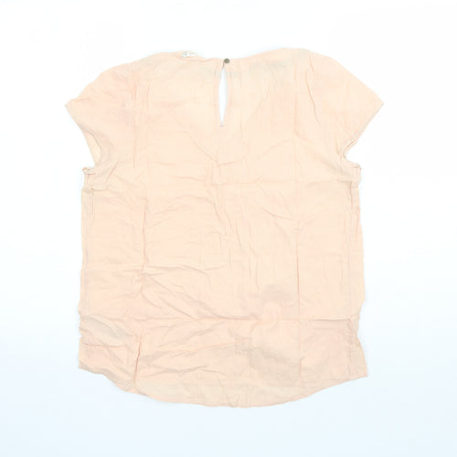 White Stuff Womens Pink 100% Cotton Basic Blouse Size 8 V-Neck