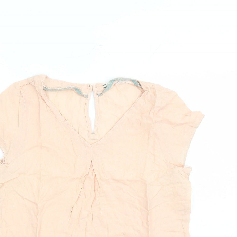 White Stuff Womens Pink 100% Cotton Basic Blouse Size 8 V-Neck