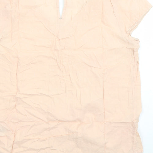 White Stuff Womens Pink 100% Cotton Basic Blouse Size 8 V-Neck