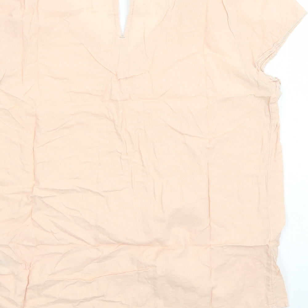 White Stuff Womens Pink 100% Cotton Basic Blouse Size 8 V-Neck