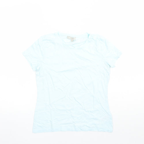 Hobbs Womens Blue 100% Cotton Basic T-Shirt Size XS Round Neck