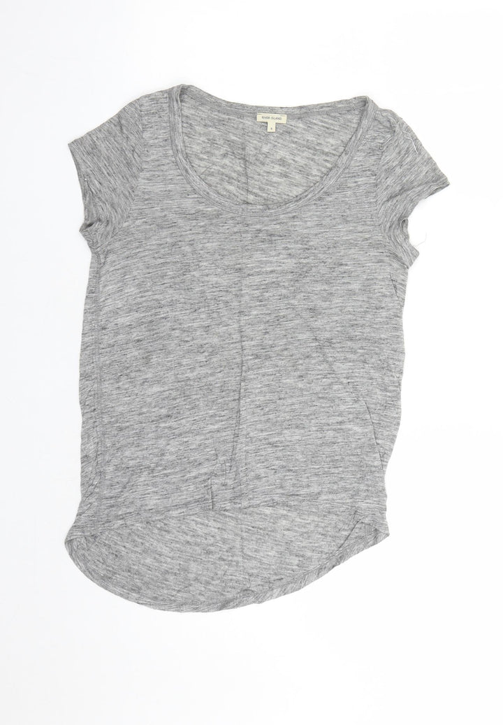 River Island Womens Grey Viscose Basic T-Shirt Size 8 Round Neck