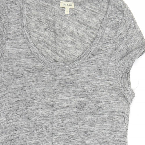 River Island Womens Grey Viscose Basic T-Shirt Size 8 Round Neck
