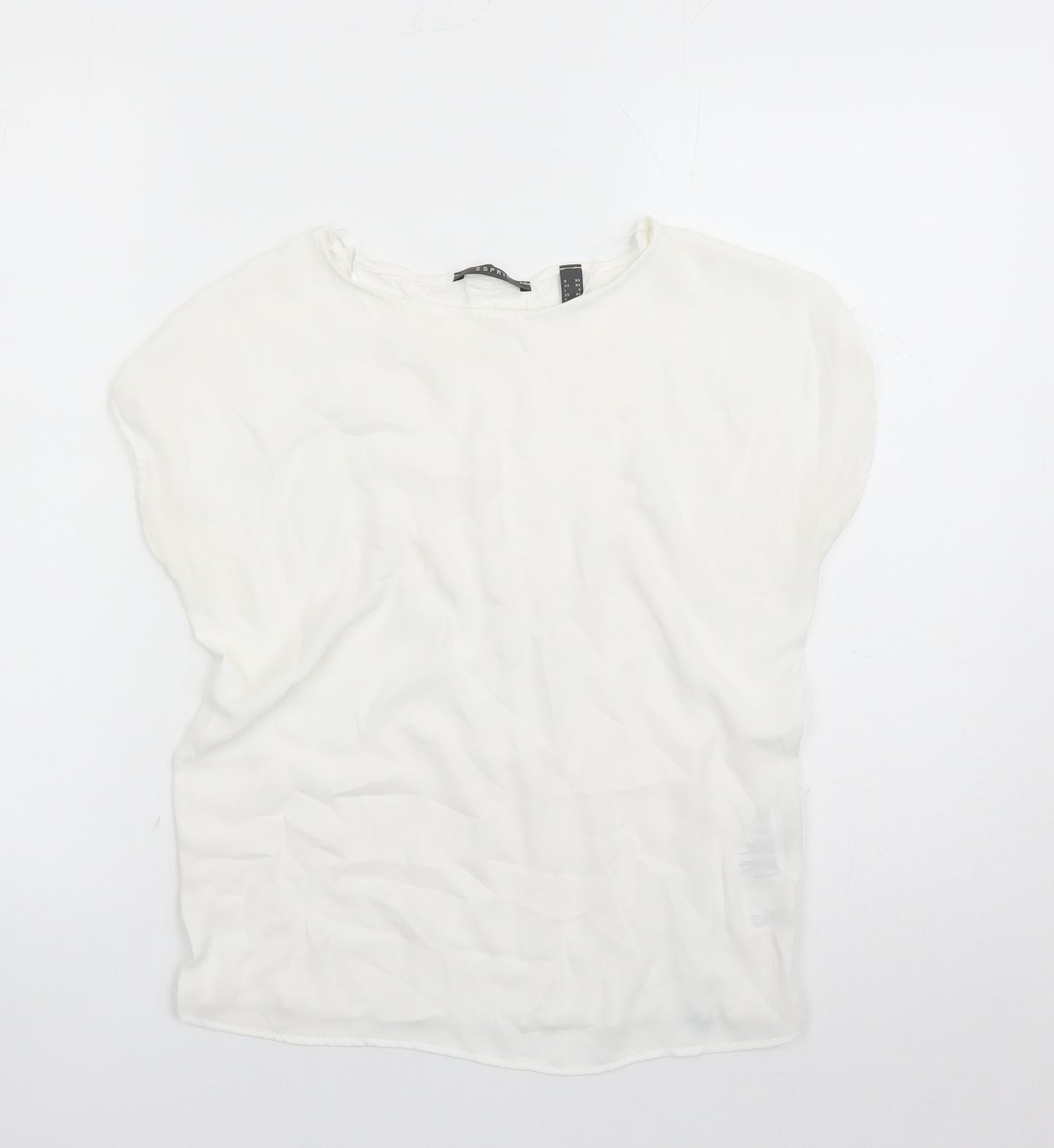 Esprit Womens White Polyester Basic T-Shirt Size XS Round Neck