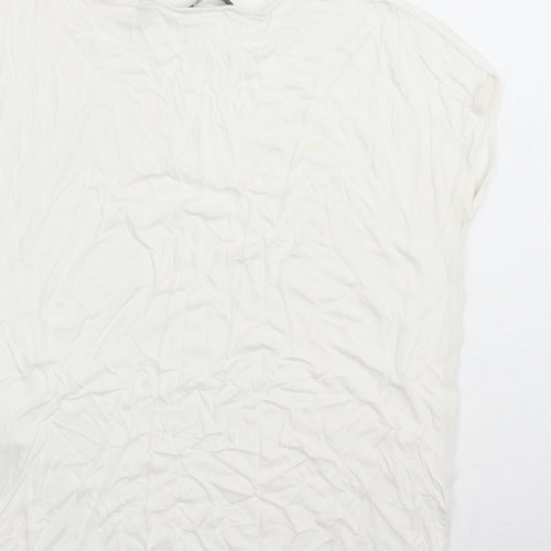 Esprit Womens White Polyester Basic T-Shirt Size XS Round Neck