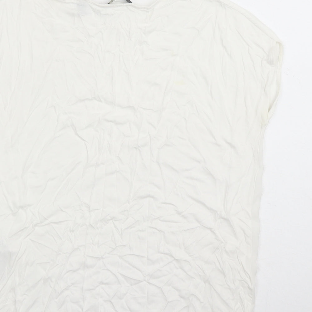 Esprit Womens White Polyester Basic T-Shirt Size XS Round Neck