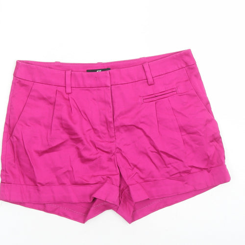 H&M Womens Pink Cotton Hot Pants Shorts Size 8 L3 in Regular Zip - Pockets