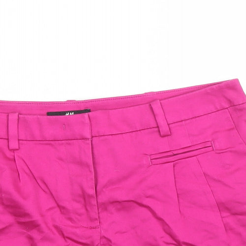 H&M Womens Pink Cotton Hot Pants Shorts Size 8 L3 in Regular Zip - Pockets